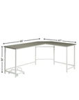 66" Gray and White L Shape Computer Desk