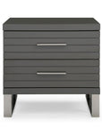 23" Silver And Gray Stainless Steel Solid and Manufactured Wood Two Drawer Nightstand