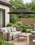 13' Black Polyester Round Tilt Cantilever Patio Umbrella with Stand