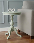 25" Antique Ivory Manufactured Wood Round End Table