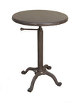 Gunmetal and Brown Iron Height Adjustable Round Pedestal End Table