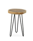 26" Black Solid Wood And Iron Round End Table