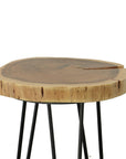 26" Black Solid Wood And Iron Round End Table