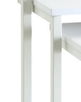 Set of Three White Solid Wood and Steel Frame Nested Tables