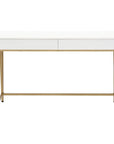 50" White And Gold Wood and Steel Vanity Table With Two Drawers