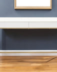 50" White And Gold Wood and Steel Vanity Table With Two Drawers