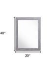 40" Gray and Silver Wood and Metal Framed Accent Mirror
