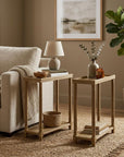 Set Of Two 24" Oak Brown Wood Rectangular End Tables With Shelf