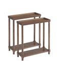 Set Of Two 24" Brown Wood Rectangular End Tables With Shelf