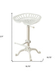 White Iron Backless Adjustable Height Bar Chair