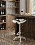 White Iron Backless Adjustable Height Bar Chair