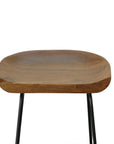 Set of Two 31" Chestnut And Black Solid Wood And Steel Backless Bar Height Bar Chairs