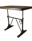 Adjustable Height Brown and Black Solid Wood and Iron Writing Desk