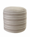 20" Blue Polyester Round Striped Indoor Outdoor Pouf Ottoman