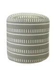 20" Blue Polyester Round Striped Indoor Outdoor Pouf Ottoman