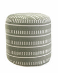 20" Blue Polyester Round Striped Indoor Outdoor Pouf Ottoman