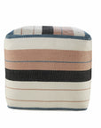 20" White Polyester Striped Indoor Outdoor Pouf Ottoman