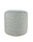 20" Blue Polyester Round Geometric Indoor Outdoor Pouf Ottoman