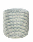 20" Blue Polyester Round Geometric Indoor Outdoor Pouf Ottoman