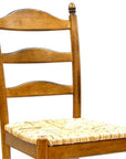 Straw And Brown Wood Ladder Back Dining Side Chair