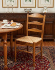 Straw And Brown Wood Ladder Back Dining Side Chair