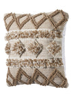 20" X 20" Tan Zippered Geometric Indoor Outdoor Throw Pillow
