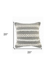 20" Gray and White Geometric Indoor Outdoor Throw Pillow With Texture