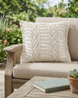 24" X 24" White Zippered Tropical Indoor Outdoor Throw Pillow