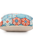 20" X 20" Blue Zippered Patchwork Indoor Outdoor Throw Pillow