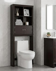 69" White Wood Double Door Over The Toilet Storage