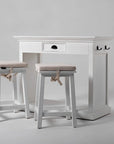 Three Piece White Solid Wood Dining Set with Two Chairs