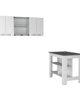 41" Gray and White Wood Kitchen Island Set With Storage