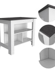 41" Dark Brown and White Wood Kitchen Island Set With Storage