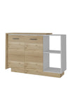 59" Natural White and Brown Wood Kitchen Island Set With Storage