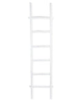 76" White Distressed Solid Wood Four Step Ladder Shelf