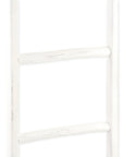 76" White Distressed Solid Wood Four Step Ladder Shelf