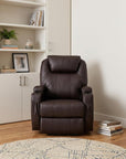33" Brown Faux Leather Power Heated Massage Lift Assist Recliner