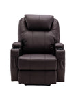 33" Brown Faux Leather Power Heated Massage Lift Assist Recliner