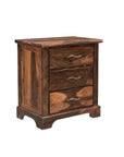 27" Dark Brown Solid Wood Three Drawer Nightstand