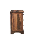 27" Dark Brown Solid Wood Three Drawer Nightstand
