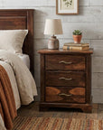 27" Dark Brown Solid Wood Three Drawer Nightstand