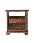 27" Dark Brown Solid Wood Two Drawer Nightstand