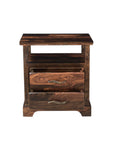 27" Dark Brown Solid Wood Two Drawer Nightstand