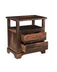 27" Dark Brown Solid Wood Two Drawer Nightstand
