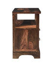 27" Dark Brown Solid Wood Two Drawer Nightstand