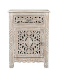30" White Solid Wood Distressed One Drawer Nightstand