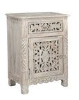 30" White Solid Wood Distressed One Drawer Nightstand