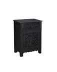 30" Black Solid Wood Distressed One Drawer Nightstand
