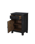 30" Black Solid Wood Distressed One Drawer Nightstand