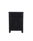 30" Black Solid Wood Distressed One Drawer Nightstand